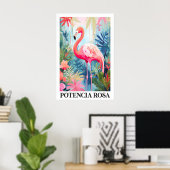 Rosa Flamingo-Kunstposter Tropischer Dschungel Flo Poster (Heimbüro)