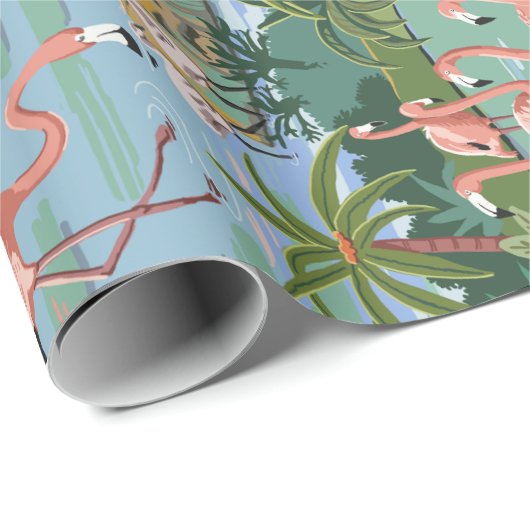 Rosa Flamingo-Lagune-Farbe durch Zahl Geschenkpapier (Rolleneckpunkt)