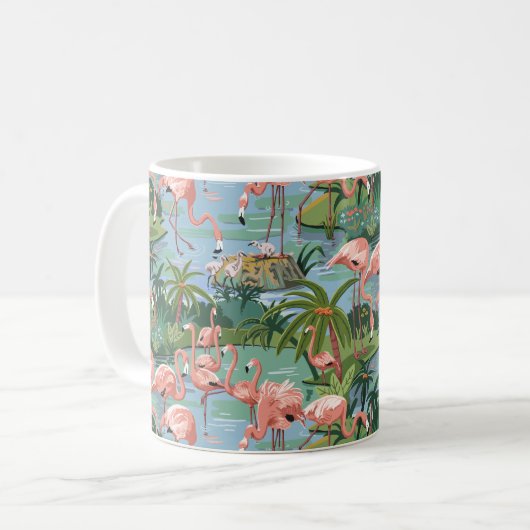 Rosa Flamingo-Lagune Kaffeetasse (Vorderseite Links)
