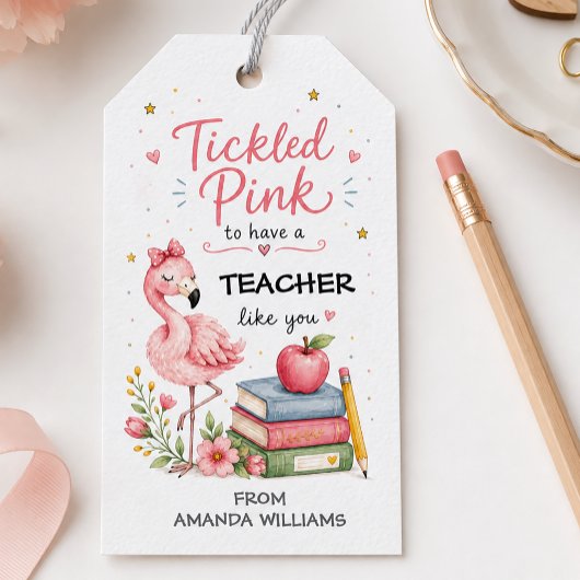 Rosa Flamingo-Lehrerdankeschön Geschenkanhänger