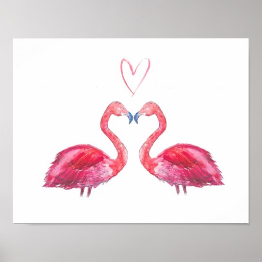 Rosa Flamingo Liebe Herz Wasserfarbe Poster Zazzle De