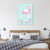 Rosa Flamingo Liebe Stretch Leinwanddruck (Insitu (Schlafzimmer))