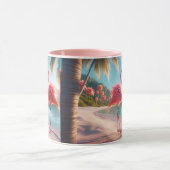 Rosa Flamingo Liebe Tropischer Strand Sonne Tasse (Zentrum)
