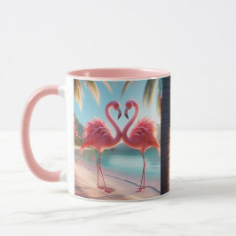 Rosa Flamingo Liebe Tropischer Strand Sonne Tasse