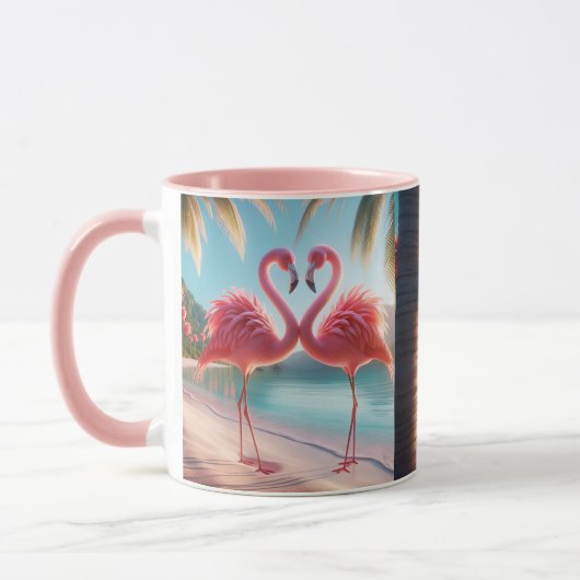 Rosa Flamingo Liebe Tropischer Strand Sonne Tasse (Links)