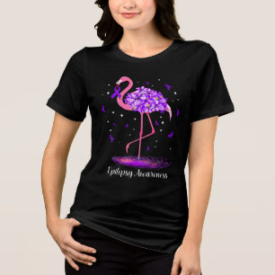 Rosa Flamingo Lila Band Bewusstseinsbildung Tri-Blend Shirt