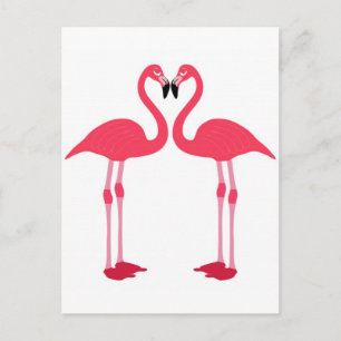 Rosa Flamingo Love Birds Postkarte