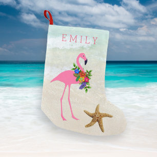 Rosa Flamingo Mädchen Strand Kleiner Weihnachtsstrumpf