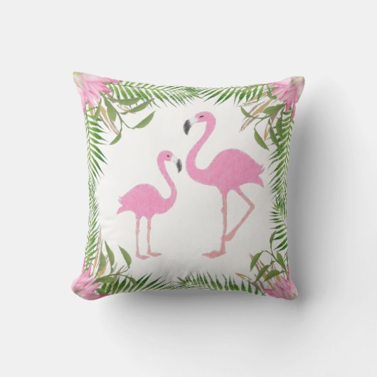 Rosa Flamingo-Mama und Baby Kissen (Vorderseite)