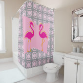 Rosa Flamingo Mid-Century Modern Duschvorhang (Beispiel)