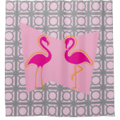 Rosa Flamingo Mid-Century Modern Duschvorhang (Vorderseite)