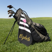 Rosa Flamingo mit benutzerdefiniertem Text und Str Golfhandtuch (Gras)