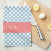 Rosa Flamingo mit blauem und weißem Punkt Handtuch (Viertel Falte)