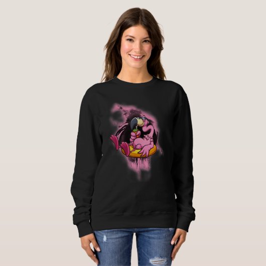 Rosa Flamingo mit Float Drink Bier Summer Vaca Sweatshirt (Vorne ganz)