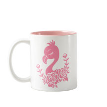 Rosa Flamingo mit floralem Design