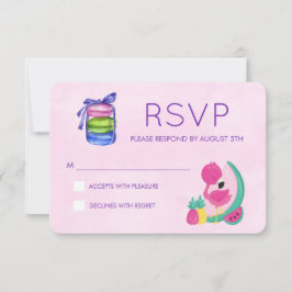 Rosa Flamingo mit Früchten und Macarons UAWG Respo
