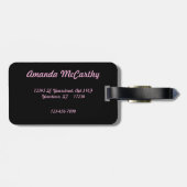 Rosa Flamingo mit Initialen Gepäckanhänger (Rückseite horizontal)