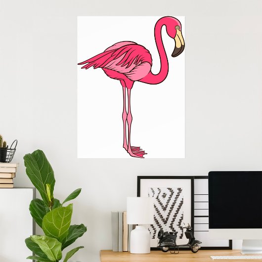 Rosa Flamingo mit langen Beinen Poster