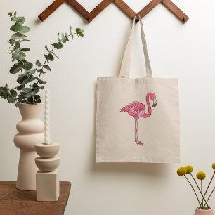 Rosa Flamingo mit langen Beinen Tote Tasche