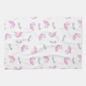 Rosa Flamingo mit Lila Florida Geschirrtuch (Horizontal)
