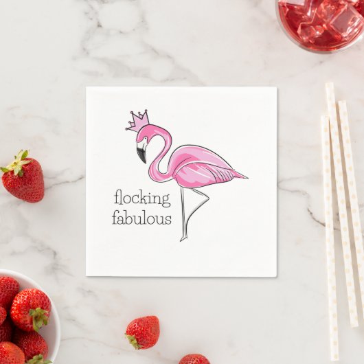 Rosa Flamingo mit rosa Kronenfaser Fabelhaft Serviette (Beispiel)