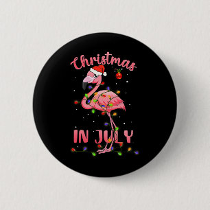 Rosa Flamingo mit Santa Hut Christmas In July Mädc Button