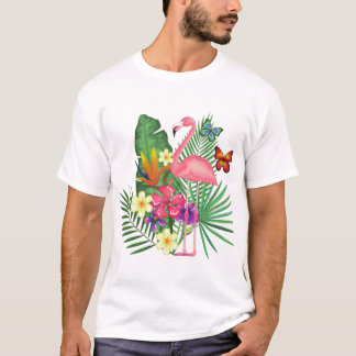 Rosa Flamingo mit Schmetterling für Flamingo Liebh T-Shirt