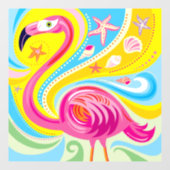 Rosa Flamingo mit Seestern Fensteraufkleber (Blatt)