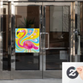Rosa Flamingo mit Seestern Fensteraufkleber (Büro Tür)