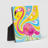 Rosa Flamingo mit Seestern Fotoplatte (Vorderseite)