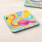 Rosa Flamingo mit Seestern Getränkeuntersetzer (Linke Seite)