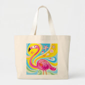 Rosa Flamingo mit Seestern Jumbo Stoffbeutel (Vorne)