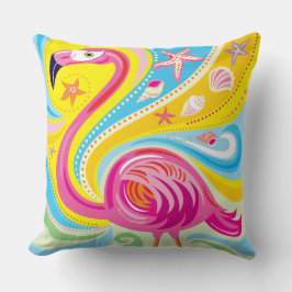 Rosa Flamingo mit Seestern Kissen