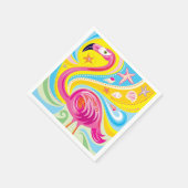 Rosa Flamingo mit Seestern Serviette (Ecke)