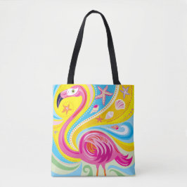 Rosa Flamingo mit Seestern Tasche