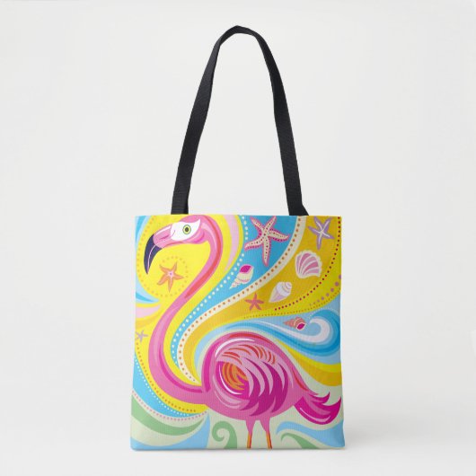 Rosa Flamingo mit Seestern Tasche (Vorderseite)
