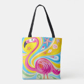 Rosa Flamingo mit Seestern Tasche (Rückseite)