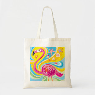 Rosa Flamingo mit Seestern Tragetasche