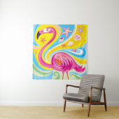 Rosa Flamingo mit Seestern Wandteppich (Beispiel)