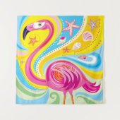 Rosa Flamingo mit Seestern Wandteppich (Vorderseite)