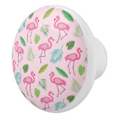 Rosa Flamingo mit tropischen Blätter Personalisier Keramikknauf (Rechts)