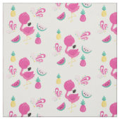 Rosa Flamingo mit tropischen Früchten Muster Stoff (Muster)