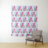 Rosa Flamingo mit tropischen Früchten Muster Wandteppich (Beispiel)