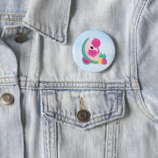 Rosa Flamingo mit Watermelon und Ananas Button (Beispiel)