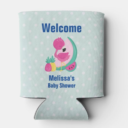 Rosa Flamingo mit Watermelon und Ananas Dosenkühler (Rückseite)