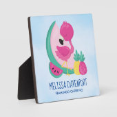 Rosa Flamingo mit Watermelon und Ananas Fotoplatte (Vorderseite)