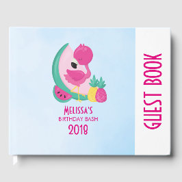 Rosa Flamingo mit Watermelon und Ananas Gästebuch