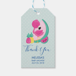 Rosa Flamingo mit Watermelon und Ananas Geschenkanhänger