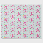 Rosa Flamingo mit Watermelon und Ananas Geschenkpapier (Flach)
