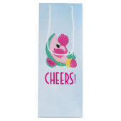 Rosa Flamingo mit Watermelon und Ananas Geschenktüte Für Weinflaschen (Vorderseite)